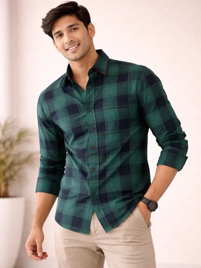 Men’s Subway Cotton Checks Full Sleeve Shirt