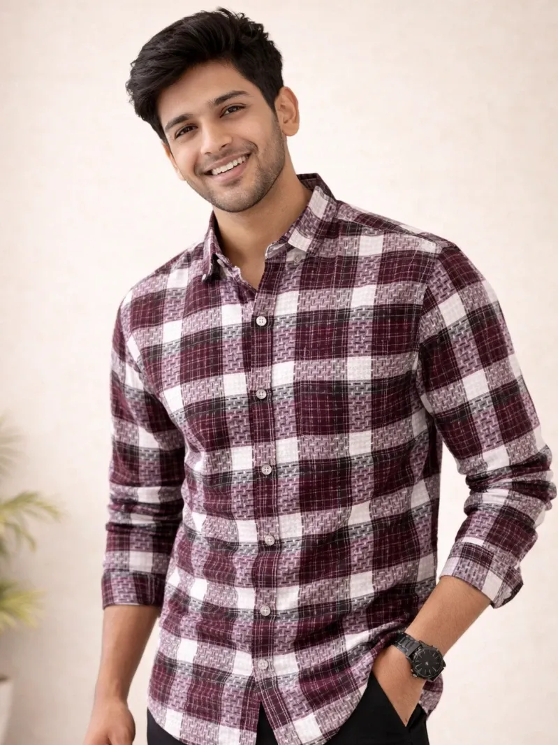 ONLY HE PLUS Stylish Fancy Checks Shirt for Men