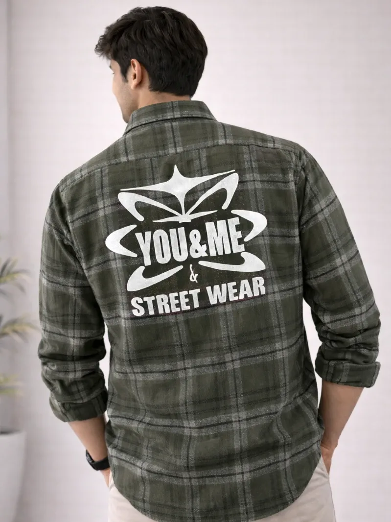 ONLY YOU & ME Grindle Fabrics Shirt with Back Print | Street Wear Shirt