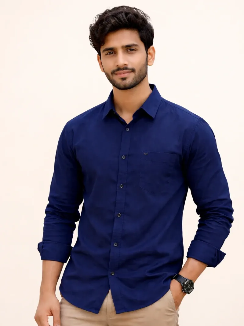 Men’s Pure Cotton Solid Full-Sleeve Cotton Shirt | Classic Smart Casual Wear