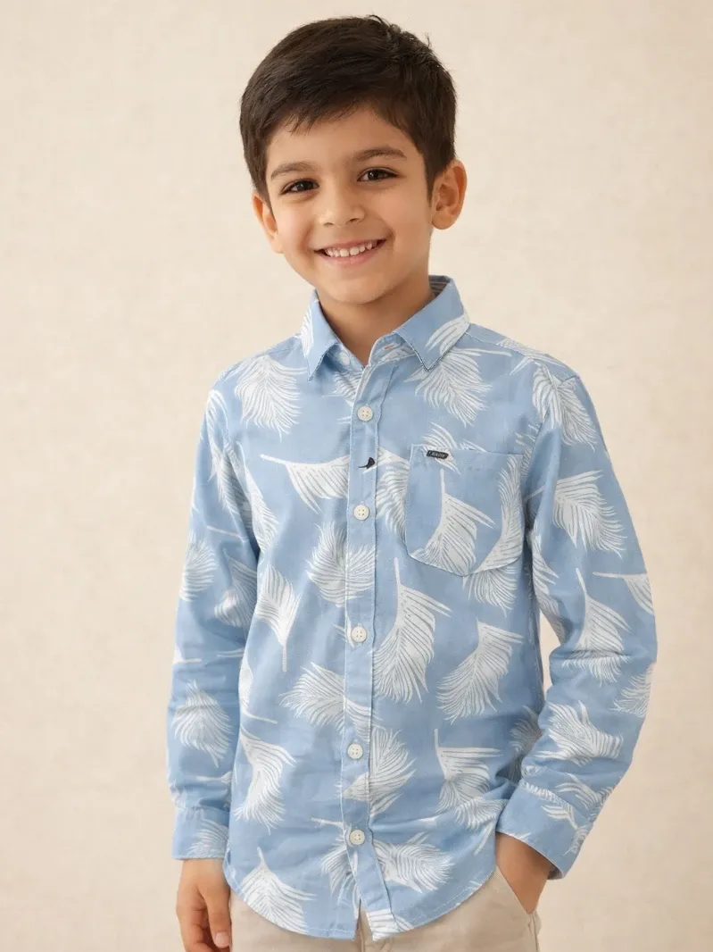 Kids Printed Both Side Lafar Shirt | Full Sleeve Boys Shirt